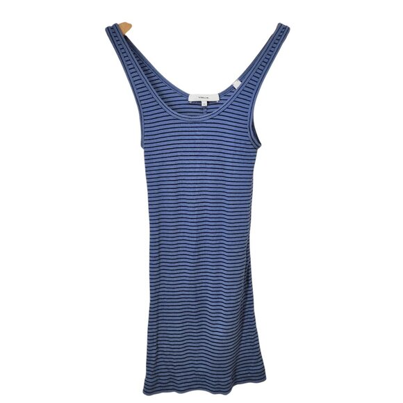 Vince Blue Striped Sleeveless Tank Top XS 50% Pima Cotton 50% Modal Made In Peru - Picture 1 of 6